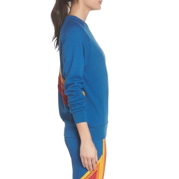 RARE Aviator Nation Mountain Stripe Crewneck Sweatshirt, Blue - Picture 8 of 8